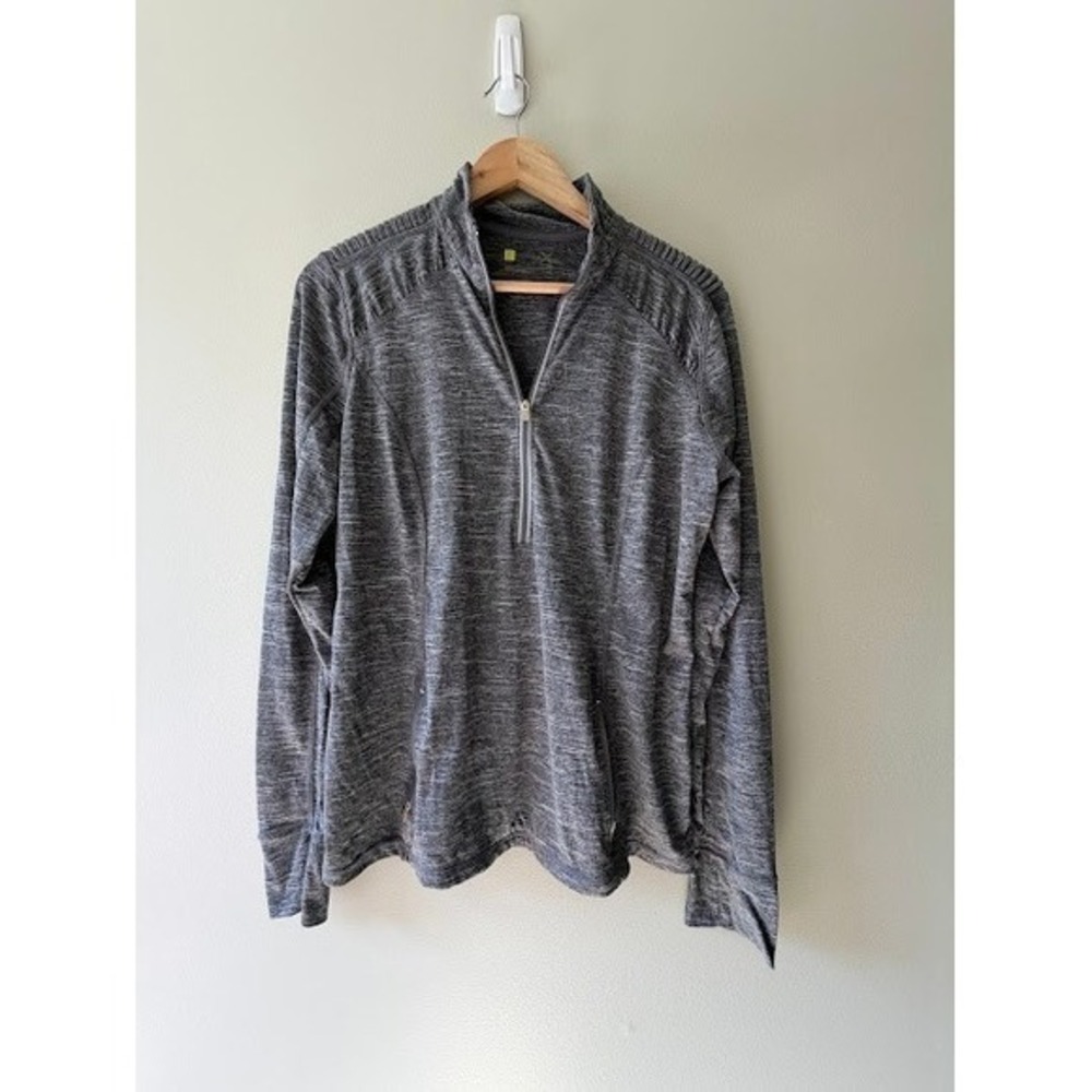 Athleisure Gorpcore Xersion Quarter Zip Pullover Large Grey Space Dye Sporty Top - Picture 5 of 5